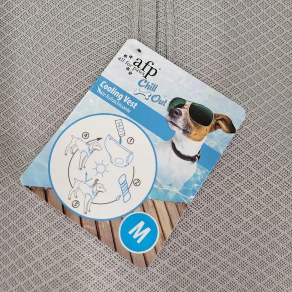 All For Paws Chill Out‎ Dog Cooling Vest Silver Blue Mesh Size Medium NEW